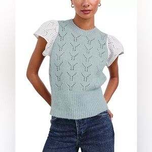 Rails $198 Retail Everly Pointelle Contrast Sleeve Sweater Size XL